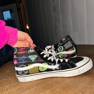 Vans Black High-Tops with Multicolor Graphics